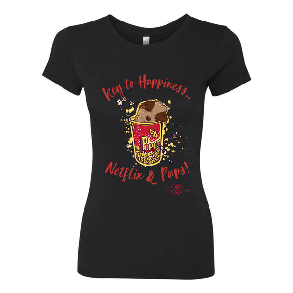 Matching Dog and Owner - Key to Happiness: Netflik & Pups! - Women Shirts - Women