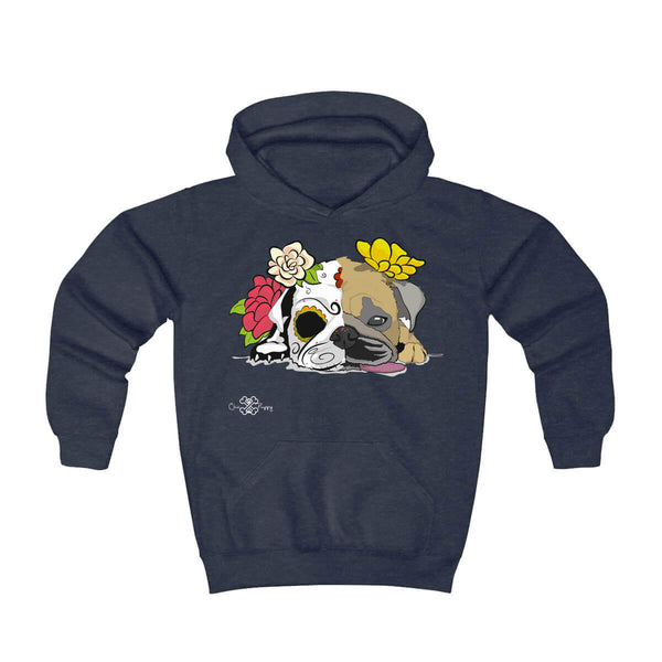 Matching Dog and Owner - Dia De Los Muertos Pug - Youth Hoodies - Youth