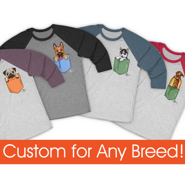 Matching Dog and Owner - Puppy Pocket - Men Raglans - Men