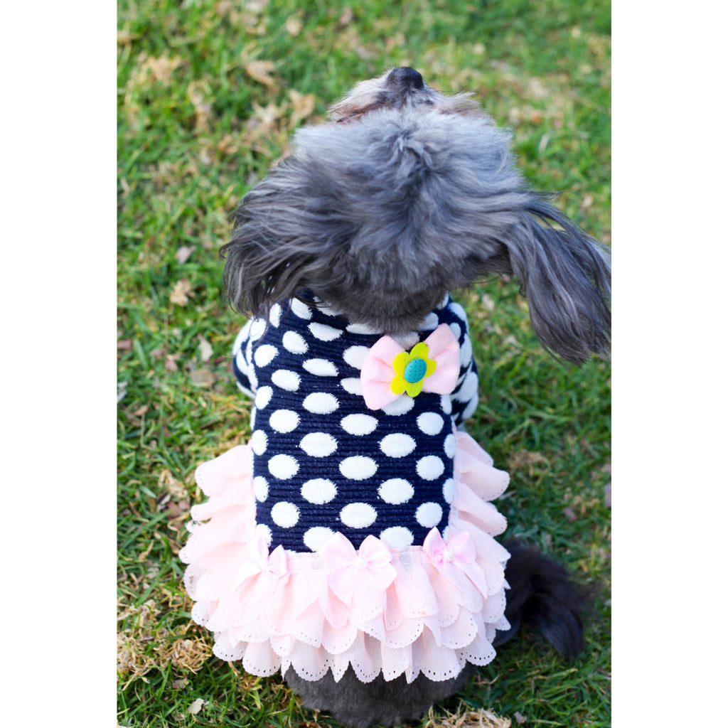50s Style White Polka-Dot Dog Dress – Chic Puppy