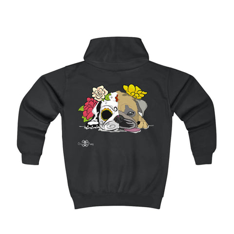 Matching Dog and Owner - Dia De Los Muertos Pug - Youth Hoodies - Youth