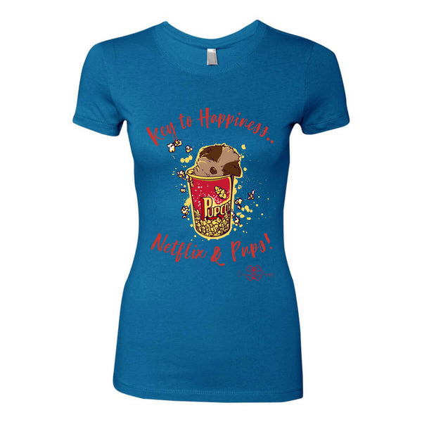 Matching Dog and Owner - Key to Happiness: Netflik & Pups! - Women Shirts - Women